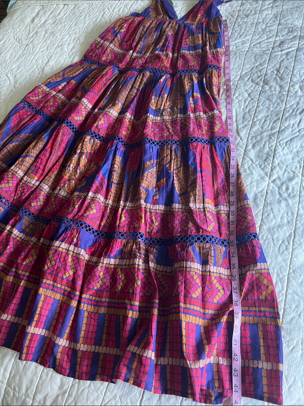 Farm Rio Forest Mosaic Blue Sleeveless Maxi Dress - Picture 5 of 10